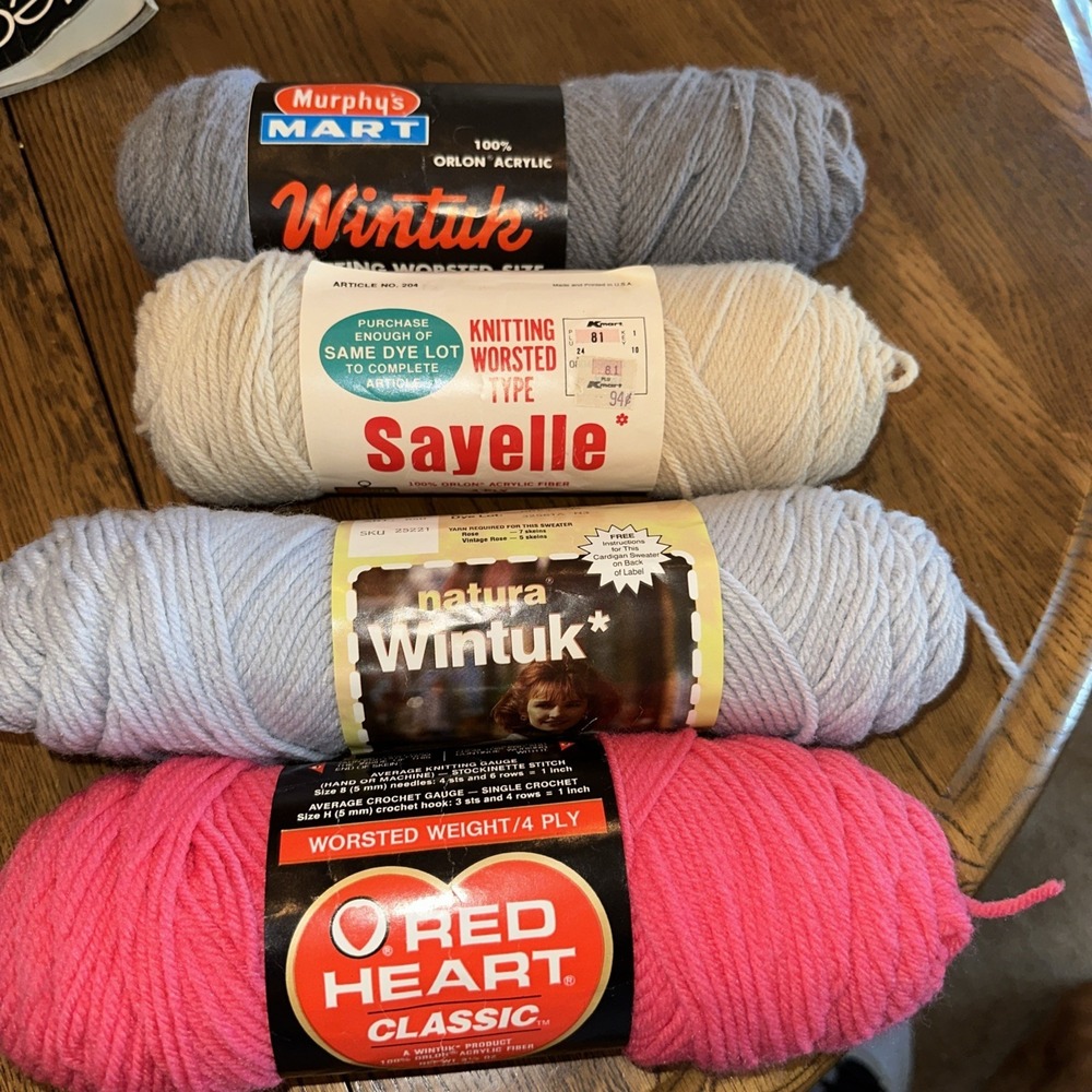 Vintage Yarn, 4 Skeins (spools) Total In Lot